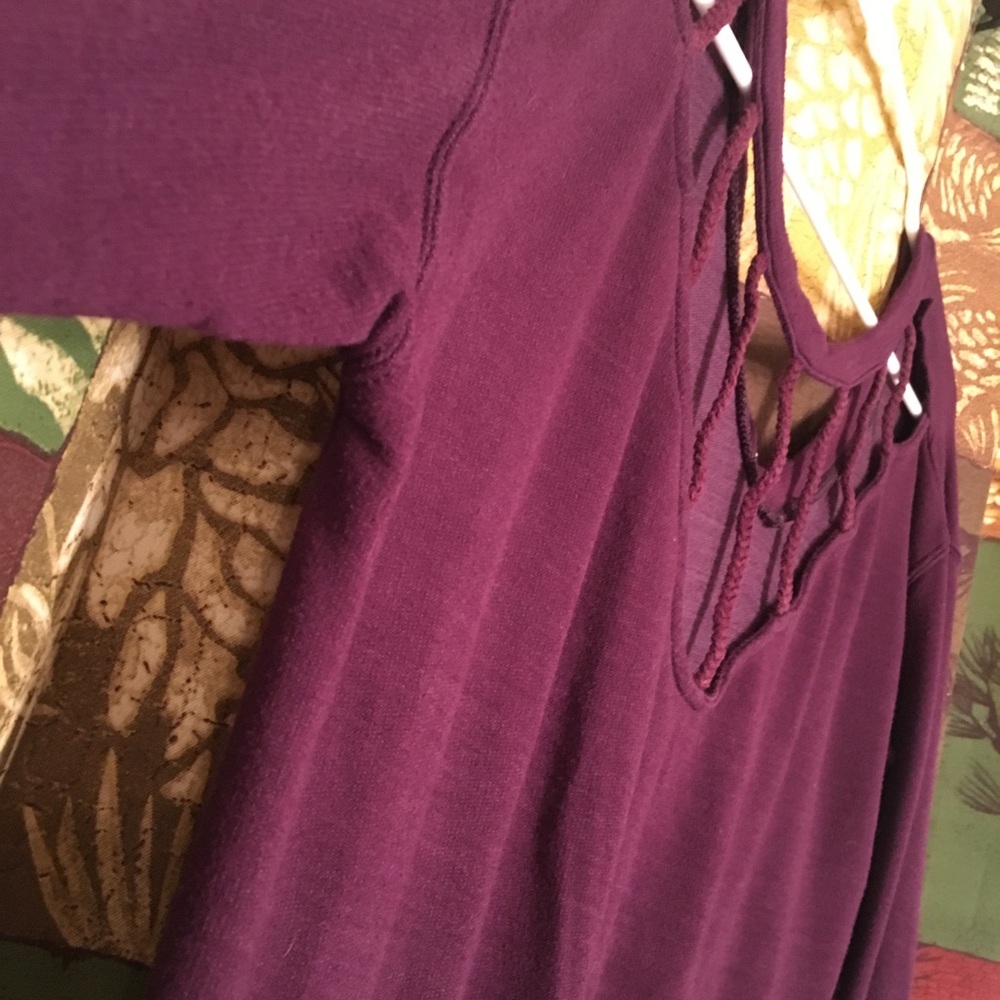 Cute purple ombré long sleeve with open back